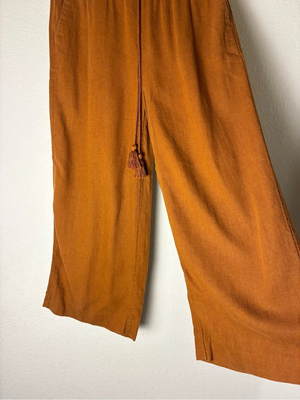 Banana Republic Factory Wide-Leg Linen Blend Pull On Pants Flowy Boho Rust